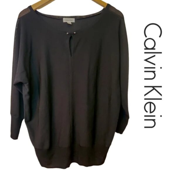 Calvin Klein Black Dolman sleeve knit top - M - Picture 1 of 12